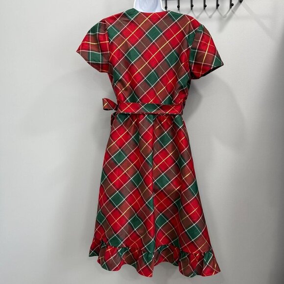 Gymboree Holiday Tartan Plaid Wrap Dress Ruffle Trim Christmas Cozy Chic Size M - Picture 9 of 13